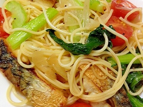 お魚と野菜のハーモニー◎サバとトマトのスパゲティー
